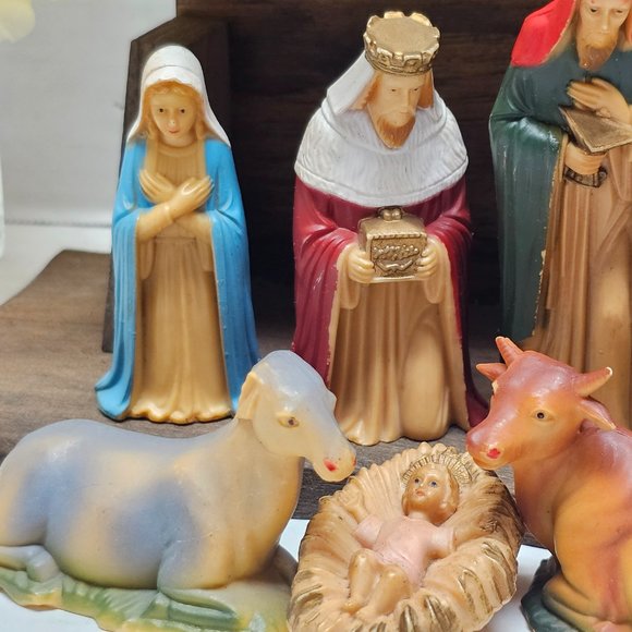 Vintage Hong Kong Nativity Set Baby Jesus Animals Wise Men Mary Angel Hong Kong - Picture 4 of 16